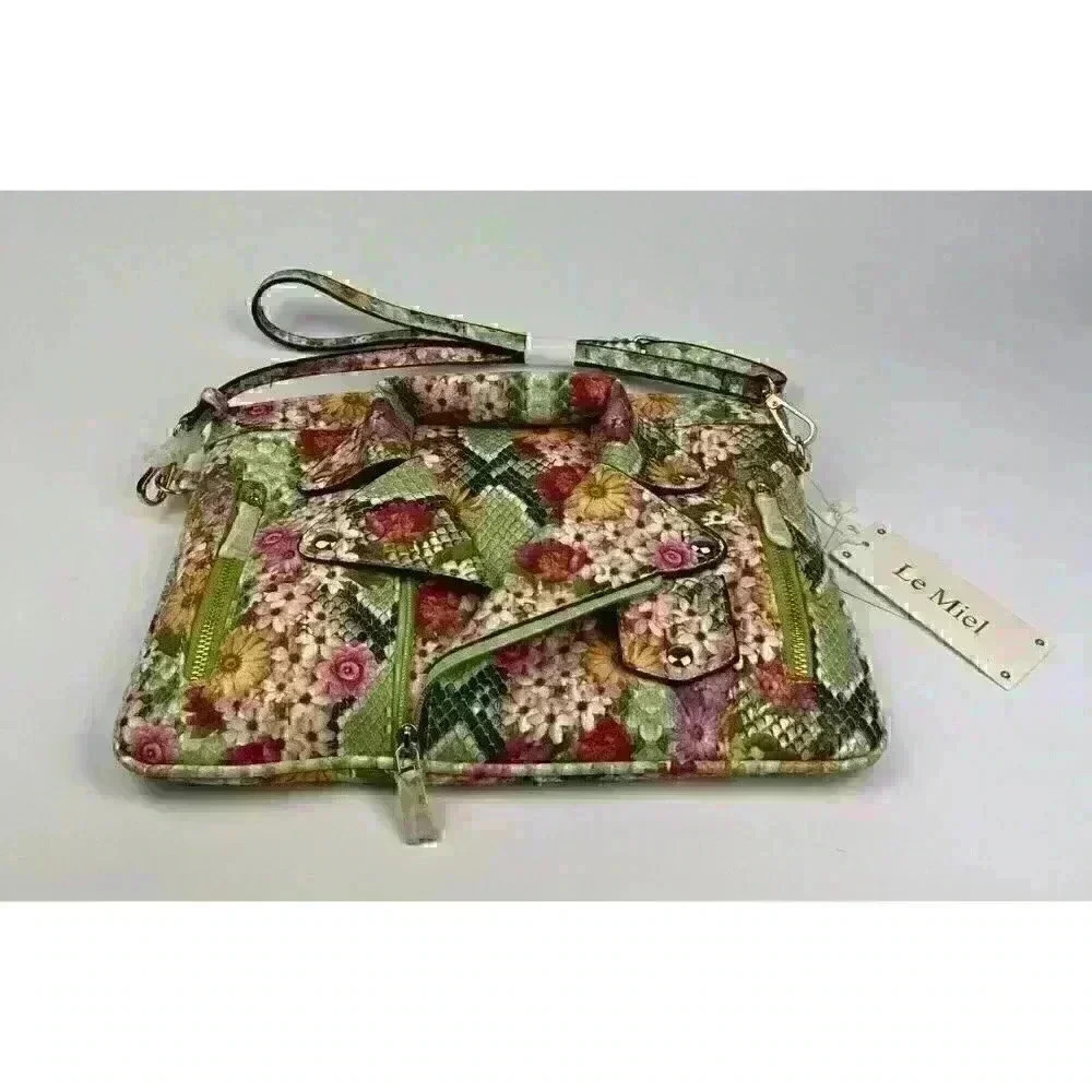 Le Miel Women's Floral Vegan Zip Crossbody Bag - Picture 4 of 4